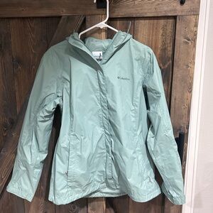 Columbia Light Green Rain Jacket